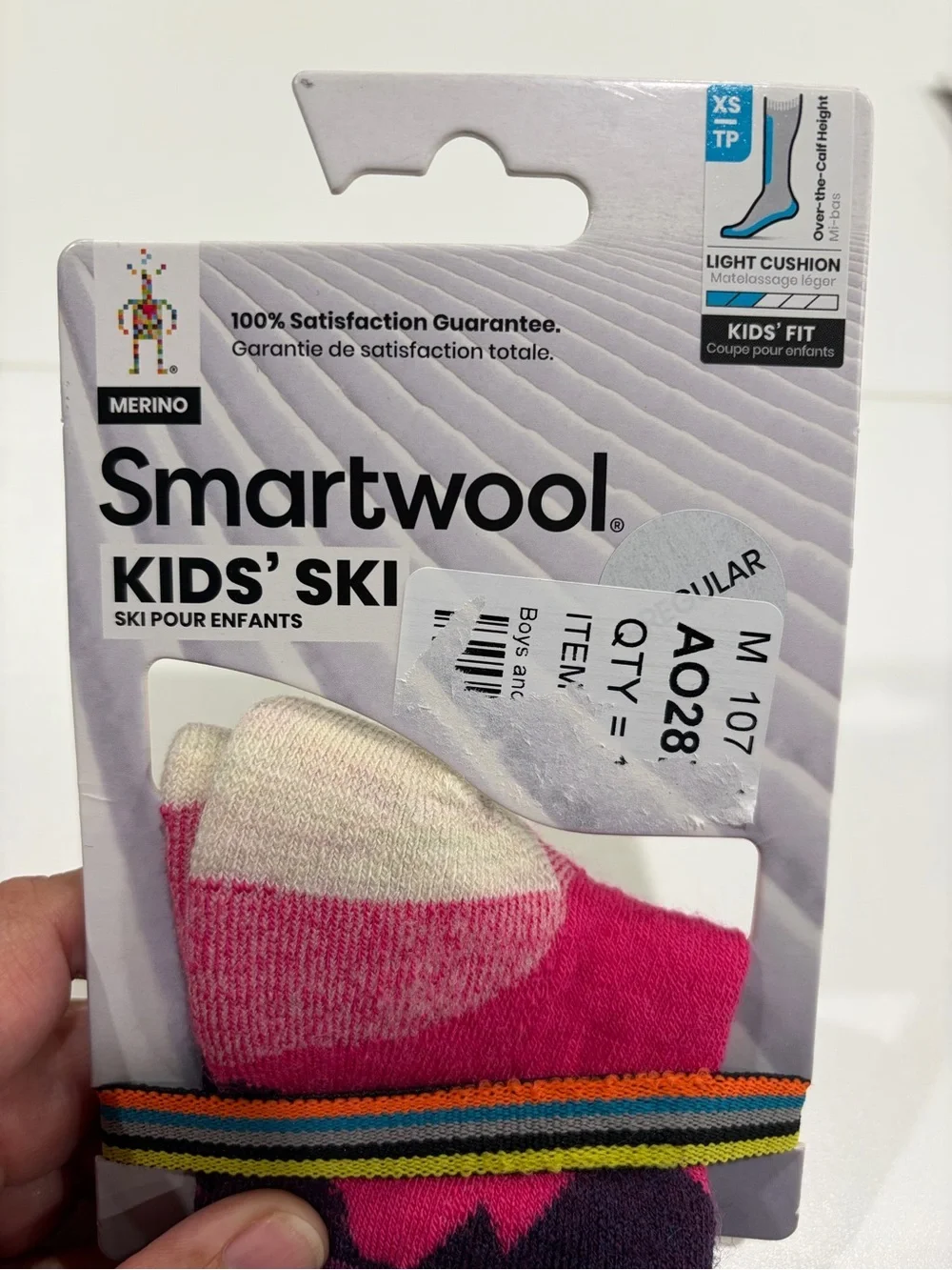 SmartWool Kids XS Light Cushion Ski Socks Over the Calf Pink Mountain NWT Snow
